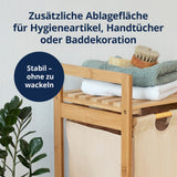 LUMALAND Bambus Wäschekorb mit ausziehbarem Wäschesack, stabile Ablage für Handtücher und Hygieneartikel, 33 x 33 x 73 cm, beige.