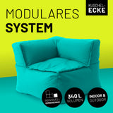 LUMALAND Sitzsack-Sofa Ecke - Kombinierbar mit Modularem System, 340 L Volumen, Türkis, indoor & outdoor geeignet.
