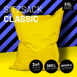LUMALAND Sitzsack Classic XXL (380 L) – bequemer, gelber Sitzsack für drinnen und draußen, 2in1 Sitzen & Liegen.