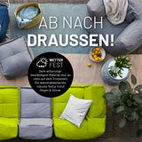 LUMALAND Sitzsack-Sofa Mittelstück Apfelgrün mit wetterfestem, abwischbarem Bezug und stabilem, 200 L Volumen für Outdoor-Nutzung.