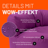LUMALAND Sitzsack Lounge (320 L) lila mit abnehmbarem Bezug, starkem Abperleffekt, extrastarken Nähten und verdecktem Reißverschluss.