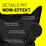 LUMALAND Sitzsack Classic XXL (380 L) schwarz mit abnehmbarem Bezug, Abperleffekt, extrastarken Nähten und verdecktem Reißverschluss.