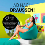 LUMALAND Sitzsack Drops (300 L) Türkis, wetterfest, wasserabweisend, robust, für drinnen und draußen, leicht zu reinigen und transportieren.