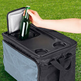 EASYmaxx Kühltasche faltbar - 30 l - schwarz/dunkelgrau mit isoliertem Innenraum und praktischem Verschluss für gekühlte Getränke.