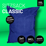LUMALAND XXL Microvelours Sitzsack - 380L - 140 x 180 cm - Royal Blau, wasserfest, komfortabel, ideal für Indoor und Balkon.