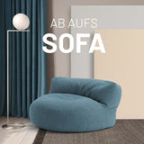 LUMALAND Interior Line Sitzsack-Lounge rund 320l Füllung 90x50 cm Aqua weiches Leinensofa für gemütliche Innenbereiche