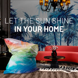 LUMALAND Sitzsack Classic XXL (380 L) Tropical Regenbogen in modernem Wohnzimmer mit tropischem Design und gemütlicher Atmosphäre.