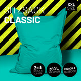 LUMALAND Sitzsack Classic XXL (380 L) Türkis, bequem für drinnen & draußen, hochwertige Füllung, pflegeleicht, 2in1 Sitz- und Liegefunktion.