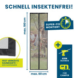 HOBERG Insektenschutzvorhang für Wohnwagen 60x180 cm mit XXL-Magnetbändern, luftdurchlässig, robust, selbstklebend, ohne Bohren, für Camper.