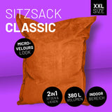 LUMALAND XXL Microvelours Sitzsack 380L, 140x180 cm, orange, wasserfest, bequeme XXL Sitzgelegenheit für Indoor und Entspannung.