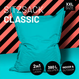 LUMALAND Sitzsack Classic XXL (380 L) in Aquamarin, 2in1 Sitz- und Liegemöglichkeit, für Innen- und Außenbereiche geeignet.
