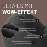 LUMALAND Sitzsack Interior Line Dunkelgrau mit hochwertigem Leinenlook, waschbarem Bezug und extra starken Nähten, 120 x 80 x 75 cm.