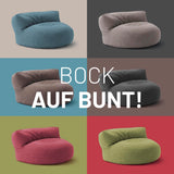 LUMALAND Interior Line Sitzsack-Lounge rundes Sofa 320l Füllung 90x50 cm in sechs trendigen Farben, inkl. hochwertigem Leinen-Material.