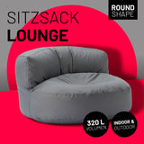 LUMALAND Sitzsack Lounge (320 L) – grauer, bequemer, langlebiger Sitzsack für Indoor und Outdoor mit hochwertiger Füllung.