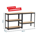 EASYmaxx 2 in 1 Schwerlastregal & Werkbank, 180x90x40 cm, Metallkonstruktion mit 5 MDF-Platten, 875 kg Traglast, 175 kg pro Ebene.
