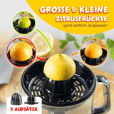 GOURMETmaxx Zitruspresse 0,7l Edelstahl mit 2 Pressaufsätzen für große und kleine Zitrusfrüchte, einfache Bedienung und Aromadeckel.