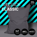 LUMALAND Sitzsack Classic XXL (380 L) – anthrazit, vielseitig für drinnen & draußen, komfortabel mit hochwertiger Füllung und robustem Material.