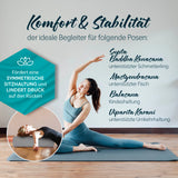 #DoYourYoga Yoga-Bolster Paravati in Zementgrau, gefüllt mit Bio-Dinkelspelz, bietet Komfort und Stabilität für restorative Yoga-Posen.