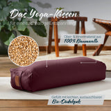 #DoYourYoga Yoga-Bolster Paravati Bordeaux, gefüllt mit Bio-Dinkelspelz, Bezug aus 100% Baumwolle, 67 x 22 x 13 cm, nachhaltig und pflegeleicht.