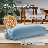 #DoYourYoga Yoga-Bolster Paravati, gefüllt mit Bio-Dinkelspelz, 67x22x13 cm, Hellblau, atmungsaktiver Baumwollbezug, waschbar.
