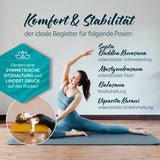 #DoYourYoga Yoga-Bolster Paravati in Indischgelb, gefüllt mit Bio-Dinkelspelz, unterstützt Komfort und Stabilität bei Yoga-Posen.