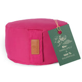#DoYourYoga Yoga-Kissen Vishnu in Pink, rund, 30x30x15 cm, gefüllt mit Bio-Dinkelspelz, 100% Baumwolle, abnehmbarer Bezug.