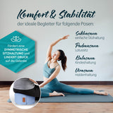 #DoYourYoga Yoga-Kissen Vishnu rund 30x30x15 cm, gefüllt mit Bio-Dinkelspelz, unterstützt Sitzhaltungen wie Sukhasana und Padmasana.