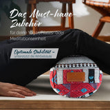 #DoYourYoga Yoga-Bolster Tarik Meditationskissen mit Bio-Buchweizenschalen, 68x22x22 cm, buntes indisches Design, waschbarer Bezug.