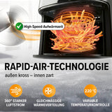 GOURMETmaxx Heißluft-Fritteuse Digital 4,5l schwarz mit Rapid-Air-Technologie für knusprige Pommes und gleichmäßige Wärmeverteilung.