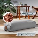 #DoYourYoga Yoga-Bolster Paravati gefüllt mit Bio-Buchweizenschalen, Zementgrau, 67 x 22 x 13 cm, nachhaltiges Yogakissen