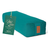 #DoYourYoga Yoga-Bolster Paravati, gefüllt mit Bio-Buchweizenschalen, 67x22x13 cm, Dunkelgrün, waschbarer Bezug, nachhaltiger Baumwollstoff.