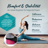 #DoYourYoga Yoga-Kissen Vishnu pink, gefüllt mit Bio-Buchweizenschalen, unterstützt Symmetrie und lindert Gelenkdruck bei Yoga-Posen.