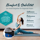 #DoYourYoga Yoga-Kissen Vishnu navyblau, rund 30x30x15 cm, gefüllt mit Bio-Buchweizenschalen, ideal für Yoga-Posen und Sitzhaltungen.
