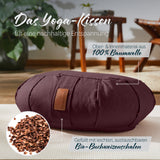 #DoYourYoga Yoga-Kissen Ganesh gefüllt mit Bio-Buchweizenschalen Braun Meditationskissen aus 100% Baumwolle halbmondförmig 45x30x14 cm