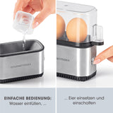 GOURMETmaxx Eierkocher Kompakt 2.0 schwarz/silber mit Messbecher, Wasser einfüllen, Eier einsetzen und Gerät einschalten für 2 Eier.