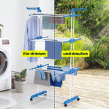 EASYmaxx Wäsche-Tower 1600 mit Rollen, 3 Etagen & 2 Seitenflügeln, zum stromlosen Wäschetrocknen drinnen und draußen.