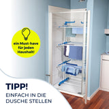 EASYmaxx Wäsche-Tower 1600 mit Rollen, 3 Etagen & 2 Seitenflügeln, platzsparend in der Dusche zum Trocknen von Wäsche.