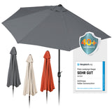 EASYmaxx Sonnenschirm mit UV-Schutz halbrund 270x140 cm in Grau, Handkurbel, wandnah platzierbar, ideal für Balkon oder Terrasse.