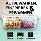 GOURMETmaxx Glas-Frischhaltedosen Klick-it 1600 ml, temperaturbeständig von -20 bis +330 °C, geeignet für Mikrowelle, Gefrierschrank und Backofen.