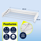 EASYmaxx Wandwäschetrockner 400, klappbar, 80x40 cm, 4 m Trockenlänge, 15 kg Traglast, auch als Schuhablage nutzbar.