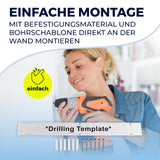 EASYmaxx Wandwäschetrockner 400 klappbar mit Befestigungsmaterial und Bohrschablone für einfache Wandmontage.