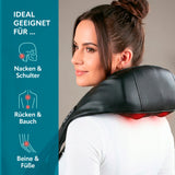 VITALmaxx Shiatsu Nackenmassagegerät mit 8 Massagebällen für Schultern & Nacken bei einer Frau am Hals mit Wärmefunktion