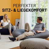 LUMALAND Flexi Comfort Sitzsack Premium Bean Bag Sitzkissen Hellgrau mit perfektem Sitz- und Liegekomfort im modernen Wohnbereich.