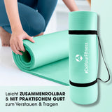 #DoYourFitness Fitnessmatte Türkis 190x100x1 cm, rutschfest, zusammenrollbar, mit Tragegurt, ideal für Yoga, Gymnastik indoor & outdoor.