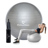 #DoYourFitness Gymnastikball inkl. Ballpumpe in Silber, 75 cm, vielseitig nutzbar für Fitness, Pilates, Reha und Büro.