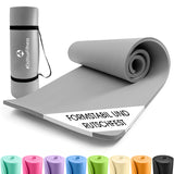 #DoYourFitness Fitnessmatte grau 183x61x1 cm rutschfest, robust, leicht, ideal für Yoga, Gymnastik in- und outdoor mit Tragegurt.