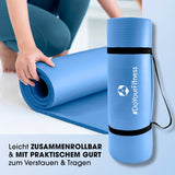 #DoYourFitness Fitnessmatte - In- & outdoor, 183 x 61 x 1,5 cm, blau, rutschfest, robust und mit praktischem Tragegurt.