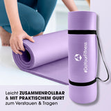 #DoYourFitness Fitnessmatte lila, 183x61x1,5 cm, rutschfest, robust, leicht zusammenrollbar mit praktischem Tragegurt für In- & Outdoor.