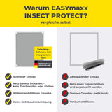 EASYmaxx Insect Protect Teleskop-Insektenschutzgitter mit Netz – schnell montierbar, integriertes robustes Netz, ohne Zuschneiden, weiß, optimale Durchsicht.