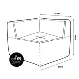 LUMALAND Modulares Eckteil links aus der Cord-Reihe, 81x81x70 cm - Bezug soft & waschbar - Grau, leicht & robust gestaltet